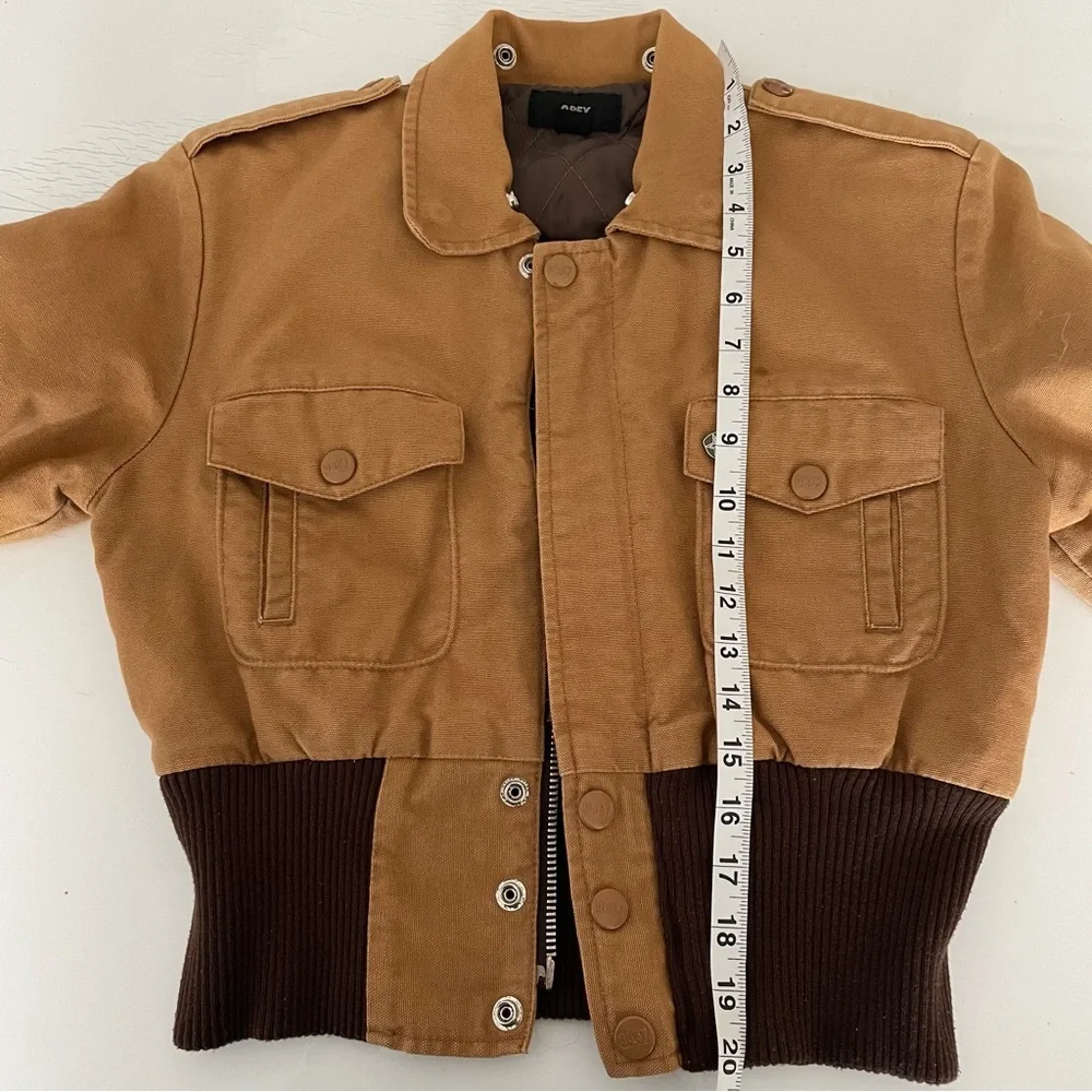 Obey Women's Tan and Yellow Jacket size S - Picture 2 of 14